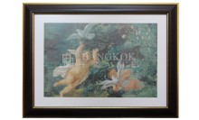 กรอบรูปไม้พลาสติกสีน้ำตาลขอบทอง